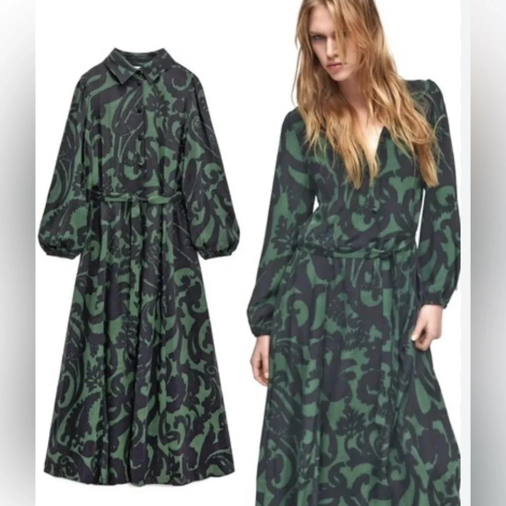 36 Zara Pattern Viscose Dress - Picture 1 of 1